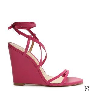 Schutz Deonne Napa Leather Pink Strappy Wedge Sandals sz 6.5 nwob